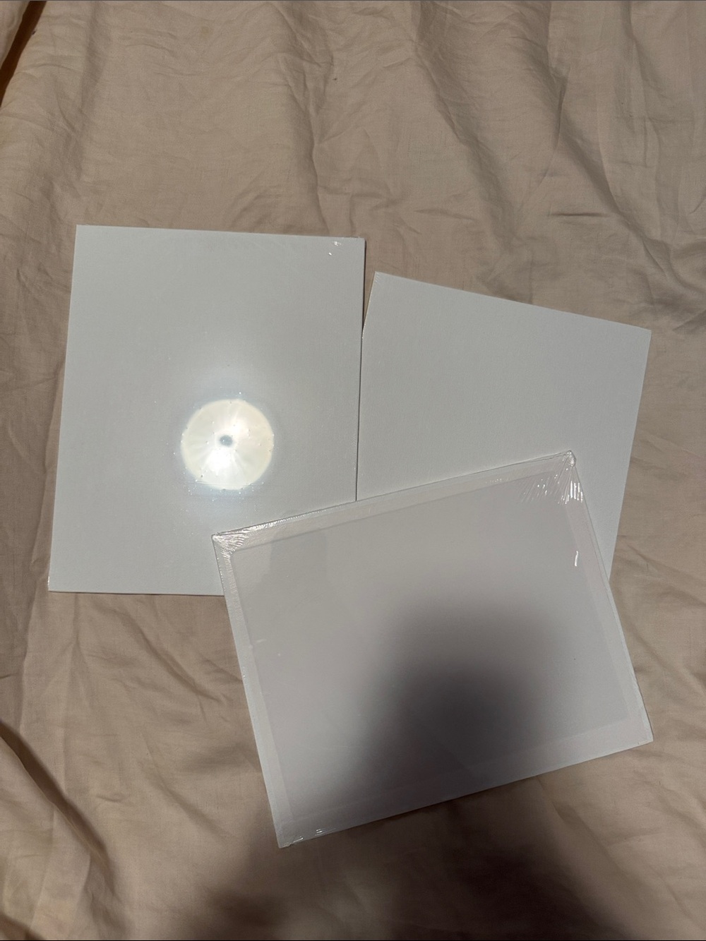 8x10 Set of 3 White canvases / Photo Backing Boards - in plastic wrap
